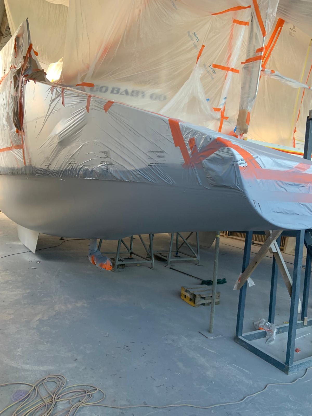 Hull masked and primed