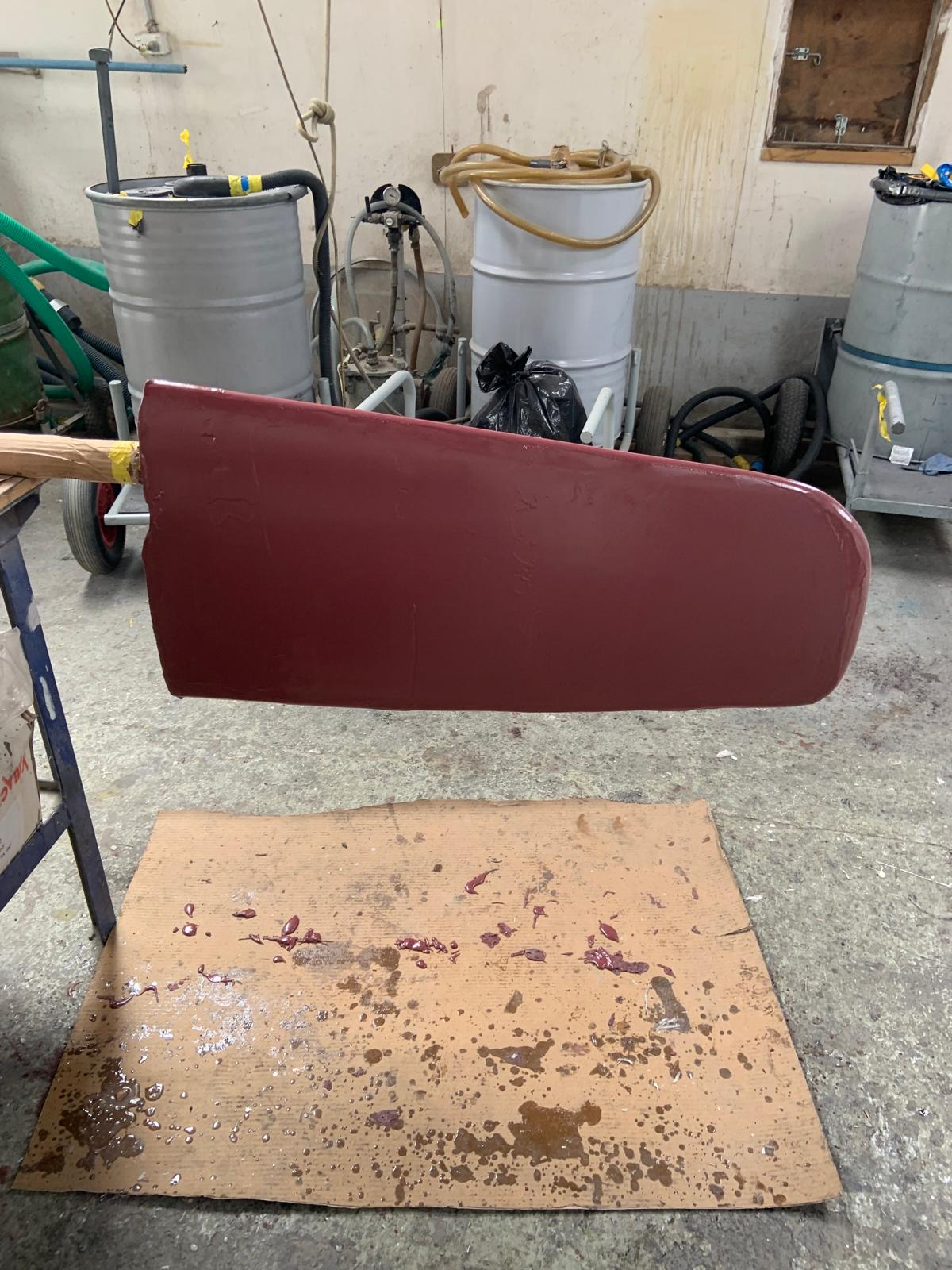 Rebuilt rudder painted